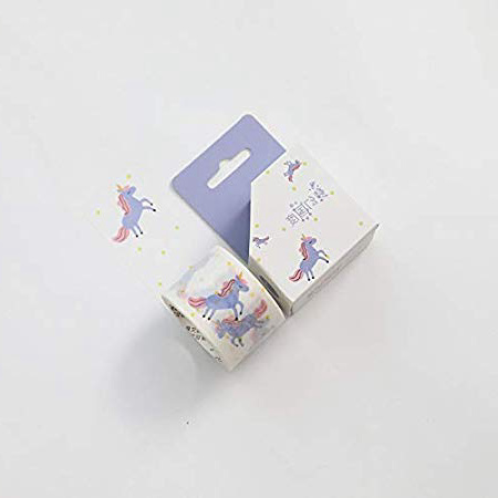 Bureze Nastro decorativo Washi 30 mm x 5 m, motivo: graziosi animali che corrono unicorno, per scrapbooking, fai da te, scuola, ufficio