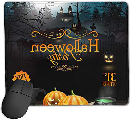 Tappetino per mouse per mouse da gioco - Volantino per festa di Halloween con zucche Tappetino per mouse per computer in gomma resistente all'acqua antiscivolo