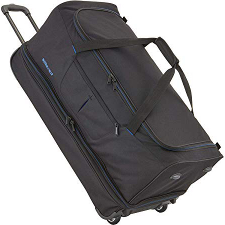 Travelite Sac de voyage à roulettes "Basics" 70cm noir/bleu Borsone, 70 cm, 98 liters, Multicolore (Noir/bleu)