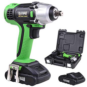 Bakaji Trapano Avvitatore Elettrico Pneumatico ad Impulsi 18V 1.5ah Batteria Ricarica Rapida 1 Ora 180Nm 2600rpm Attacco 1/2" con Luce a LED Gancio Cintura e Custodia Valigetta Compatto e Leggero