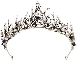 Deer Platz Corona Principessa Capelli Vintage, Perla diadema Foglia Oro Fatto a Mano, Accessorio per Capelli diadema da Sposa Corona Nuziale Prom