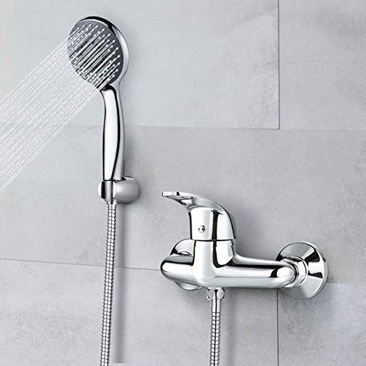 Rubinetto Miscelatore Doccia, Dalmo DBWF02FA Rubinetto Doccia Bagno & Testa Doccia a 3 Modalità & Tubo Flessibile 1.5M & Supporto, Rubinetto per Doccia in Ottone Massicio e Cromatura Lucida