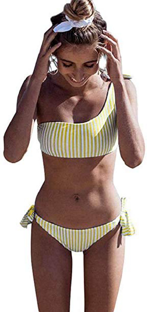 heekpek Bikini Donna Monospalla Banda Costume da Bagno Due Pezzi Una Spalla da Bagno Bikini Imbottito Bikini Donna Mare