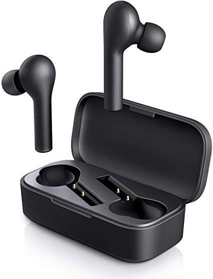 AUKEY Cuffie Bluetooth 5 Senza Fili Bassi Potenziati, Auricolari con Custodia da Ricarica 25 Ore di Tempo di Utilizzo, Microfoni Integrati, Prova di Sudore, Touch Control per Samsung iPhone Huawei