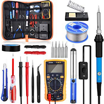 Saldatore a Stagno 60W, SREMTCH Stagno per Saldatura Kit con Valigetta per Trasporto Saldatore Temperatura Regolabile 200℃〜450℃/ 392℉〜842℉ per Precisione Saldatura