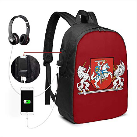 Zaino unisex con porta di ricarica USB righelli della Lituania Classic Fashion General Business Bookbag