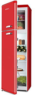 Klarstein Audrey Retro - Frigorifero, Freezer, Combinazione Frigo-Congelatore, Frigorifero 194 L, Congelatore 56 L, Freezer 4 Stelle, Classe A++, Zona Crisper 0°C, Portabottiglie, Rosso