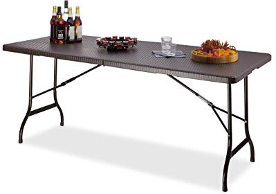 Relaxdays 10020757_93 Tavolo da Giardino Bastian Richiudibile con Maniglia, Marrone, 74x178x72 cm