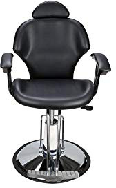 BarberPub Poltrona da barbiere classica Poltrona reclinabile idraulica 360 gradi girevole regolabile per capelli Salone di bellezza 8714BK