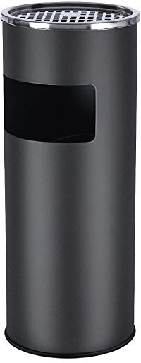 SONGMICS 30 L Pattumiera Bidone Gettacarte Cestino Posacenere da Terra in Acciaio Inossidabile Nero LTB17C