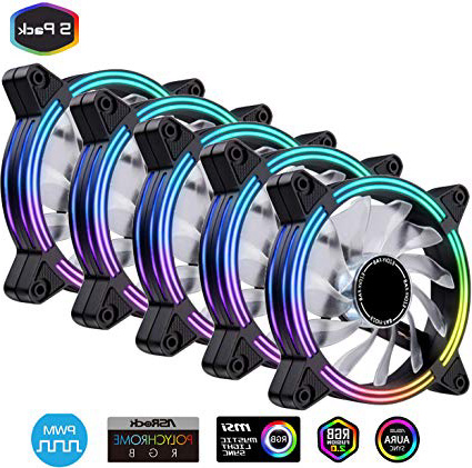 EZDIY-FAB 5-Pack Ventola PWM RGB da 120MM per PC, Custodia Orientabile per Fan RGB con Ventole, Ventola di Raffreddamento CPU, Sincronizzazione con Scheda Madre, Compatibile con ASUS Aura SYNC