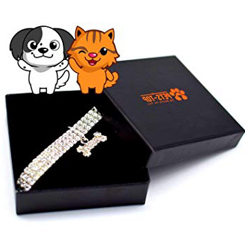 One PETS-TOP Collana Cane Gioiello Strass Chihuahua Westie Estensibile Regolabile Elastico Scatola Regalo