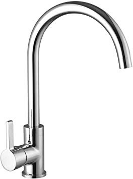 Rubinetto per Cucina, HTBAKOI Miscelatore Cucina + Filtro di drenaggio Miscelatore Lavello Cucina Ottone Placcato in Cromo Rotabile a 360° Acqua Calda e Fredda【Tutto il Kit di Installazione Incluso】