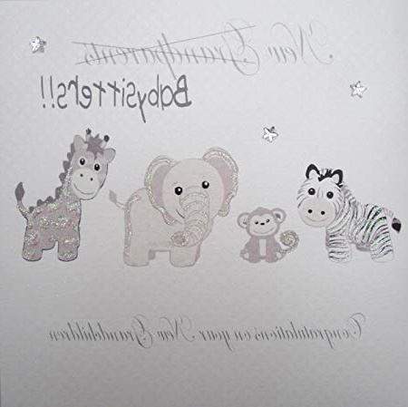 Cotone bianco Carte Giocattoli, argento, PD 586.74 cm Nuovo nonni/baby sitter al tempo stesso su!"Congratulazioni per il vostro nuovo Nipoti", i gemelli, i nuovi nonni triplette