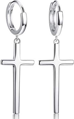 Slliss Orecchini in Argento Orecchini Croce Pendenti per Uomini Orecchini Cerchio Croce Anallergica