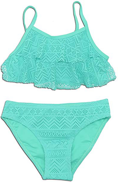 SHEKINI Ragazze Bambini Costumi da Bagno Bambina Due Pezzi Bikini Solido Halter Costumi da Bagno