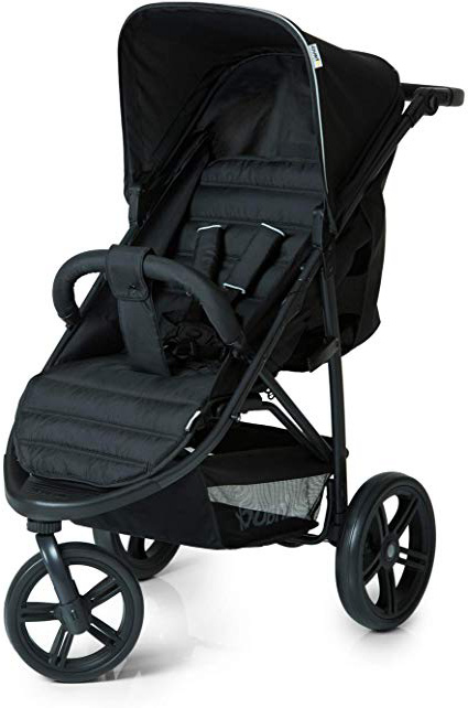 Hauck Rapid 3 Passeggino 3 ruote, pieghevole compatto con una mano, maniglione regolabile, da 0 mesi fino a 25 kg, Nero (Caviar Black)