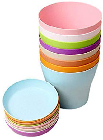 KINGLAKE 8 Pezzi 10 cm Colorati vasi in plastica per Fiori, per Interni, Ufficio e casa con vassoi