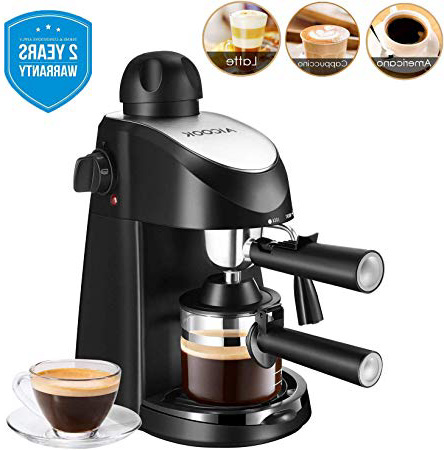 Macchina caffe espresso, Aicook 8 bar semiautomatica macchina caffe latte e cappuccino 2 in 1 con montalatte, 4 tazze, 800W, Senza BPA,nero