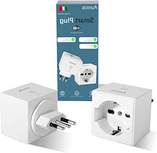 Presa Alexa Aunics Presa Smart, Italiana 2 Pezzi Compatibile con Alexa Amazon, Google Home, IFTTT, Presa Intelligente, Controllo Energia, Spina Wi-Fi App Smart Life, Smart plug per Casa No Adattatore