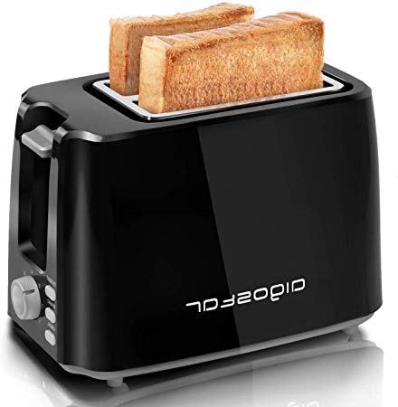 Aigostar Warrior 30JRL - Tostapane a 2 fette, 7 impostazioni di tostatura, Funzioni di sgelare, riscaldamento e cancellazione; 750W, Nero, BPA Free. Design esclusivo