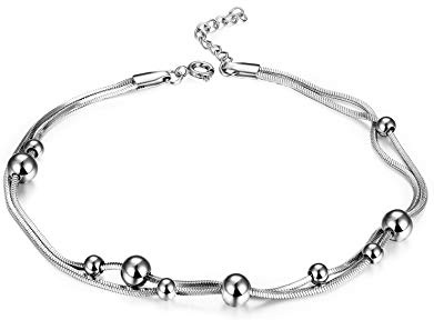 sailimue Cavigliere di Palla di Acciaio Inossidabile per Le Donne Women Anklets Gioielli Lunghezza della Catena del Serpente 23 + 3cm