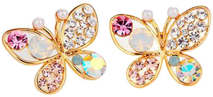LUFA Diamante Orecchini signore temperamento Hollow imitazione perla della farfalla