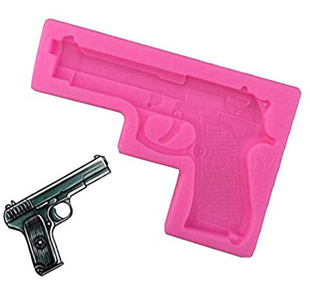 Stampi 3D in silicone a forma di pistola per decorare torte, fondente, zucchero, caramelle, cioccolato, sapone, cera, ghiaccio