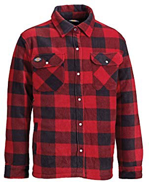 Dickies Portland, camicia imbottita in pile (SH5000) verde/blu navy - Red / black Small