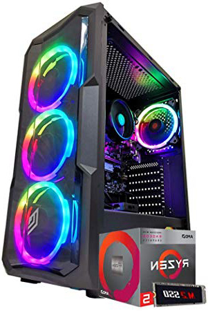 Pc gaming Ryzen 5 3400G 4.20 Ghz Turbo,SSD M.2 500 GB,Ram 16Gb 3200Mhz ,450w 80 Plus ,Wi Fi 300Mbps , Computer da Gaming,Windows 10 Professional