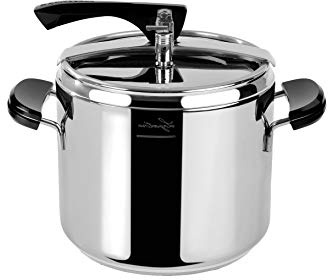 Lagostina La Classica Pentola a Pressione con Cestello ed Ecodose, Ø 22 cm, 7 lt, Acciaio e Nero