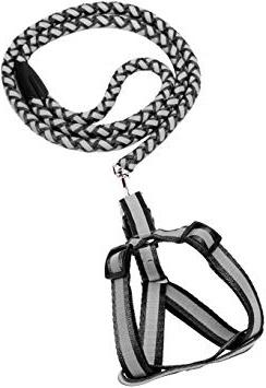 UEETEK Collari pettorina con guinzaglio per i cani Gatti a piedi 1.2x120cm (Nero)