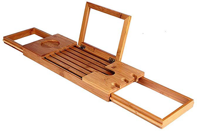 MYPNB Mensola del Bagno Vasca da Bagno Carrier, Environmental Protection sommergibile Multifunzionale di bambù Porta Cellulare, Antisdrucciolevole, Vasca da Bagno Carrier