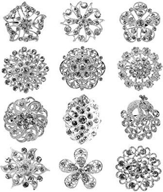 TOOKY 12pcs cristallo spilla spille Fiore Mix Set Collare fai da te corpetto pin Bouquet Decor lotto all'ingrosso per la sposa