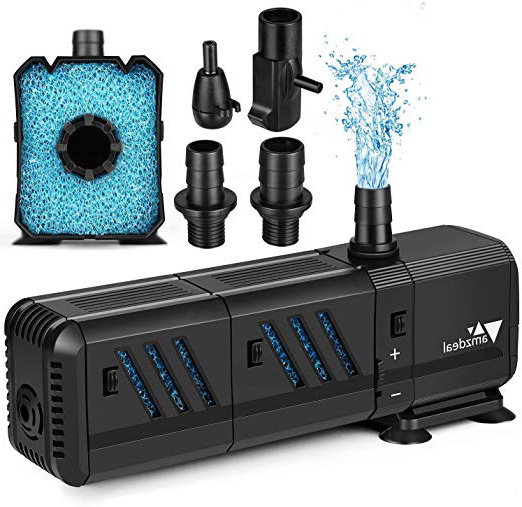 amzdeal Pompa Acqua Acquario Pompa Sommergibile Ultra-Silenzioso con Filtro(15W 1500L/H) Pompa Acqua Fontana di Circolazione per Presepe,Acquario Laghetto per Terrari,Laghetto, Pesce Stagno