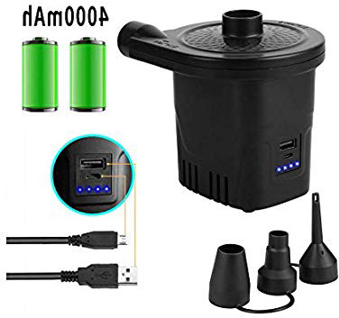 BEST4U Pompa Elettrica Ricaricabile, 4000mAH Pompa Elettrica Può Caricare Altri Dispositivi Intelligenti, Materasso Gonfiabile Della Pompa Gonfiabile / Stagno / Bacino All'aperto / Barca Gonfiabile