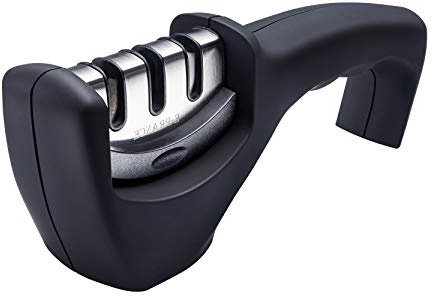 E-PRANCE Affilacoltelli di coltelli a 3 fasi- - pietra in ceramica, piastre in carburo di tungsteno, barre in diamante per affilare lame dritte da smussato ad affilato come un rasoio (nero)