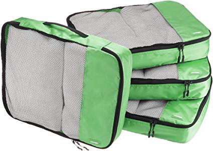 AmazonBasics - Set da 4 cubi organizzatori, misura grande, Verde
