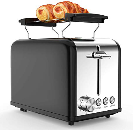 Tostapane 2 Fette, Tostapane per Toast 6 Livelli di Tostatura morpilot Tostapane Funcioni di Automatico Riscaldamento, Scongelamento e Annullamento 815W nero