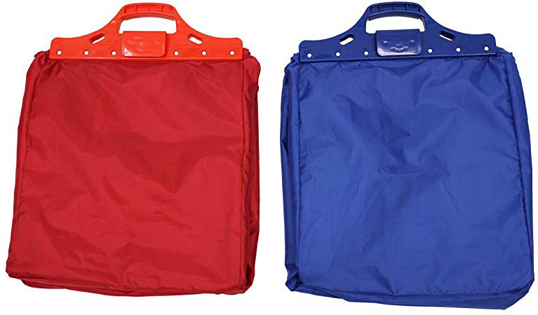JVL – Carrello per la Spesa Riutilizzabile Borse, Blu/Rosso, Set di 2