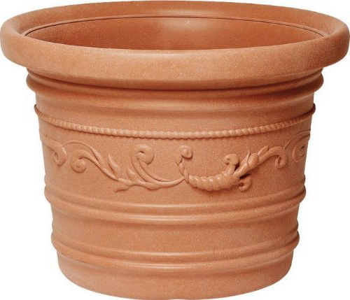 Vaso Tondo Festonato Ø 80Cm in Resina colore Terracotta Doppio Bordo
