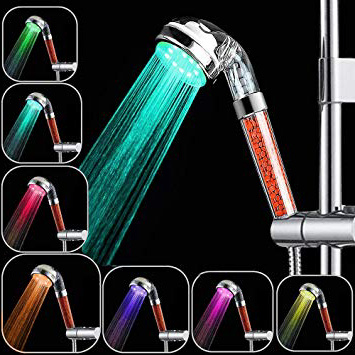 Rovtop Soffione Doccia Led, Arcobaleno Doccia Soffione, non c'è Bisogno di Alimentazione, 7 Colori Cambiano Casualmente, Risparmio Idrico del 30%