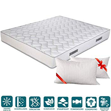 Evergreenweb - Materasso Matrimoniale 160x200 in Waterfoam alto 20 cm con COPPIA CUSCINI Memory Foam, Ortopedico, Rivestimento Bianco effetto Massaggiante, Antiacaro per Tutti Reti e Letti, FASHION