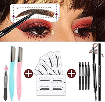 Matita per gli occhi Stencil per sopracciglia Stencil Shaper Rasoio per sopracciglia Set completo/ Kit per il trucco del sopracciglio /Miglior regalo per la festa della mamma