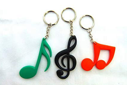 Confezione da 3 catene Musica tema chiave (1 ogni Chiave di violino, Sixteeth Note e fascio Note - Colori casuali)