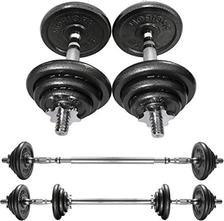 PROIRON Ghisa 20Kg Manubri Regolabili Set Con Prolunga Barra Della Maniglia Perfetta per Body Building, Pesistica Fitness, Allenamento, Palestra Casa