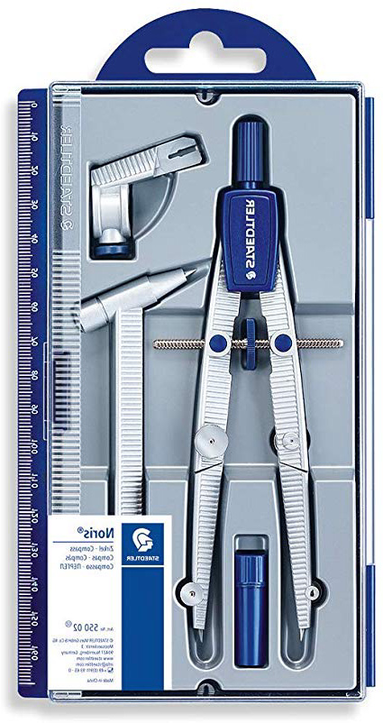 STAEDTLER set compasso Noris con prolunga, adattatore universale e mine di ricambio, per la scuola, 550 02