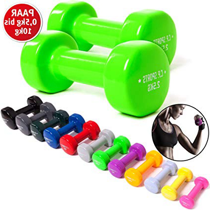 C.P. Sports - Manubri da Ginnastica Antiscivolo, 0,5-0,75-1,0-1,5-2,0-2,5-3,0-4,0-5,0-6,0-8,0-10 kg, Coppie di manubri Corti, in Vinile, Pesi, Fitness