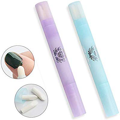 2 x Penna Correggi Smalto, Pennelli Correttore con 3 Punte di Ricambio,Pennello Correggi Smalto per Unghie Senza Acdetone Remover