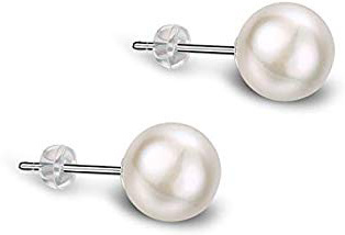 J.Rosée Orecchini di Perle per Donna, Orecchini in Argento Sterling 925 con Classici Piccoli Rotondi Bianche Perle Regalo di San Valentino per Lei